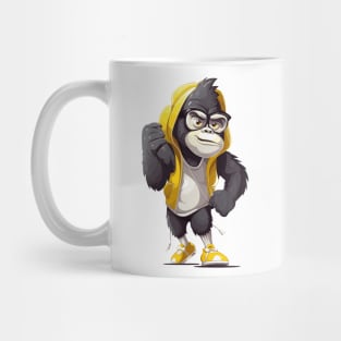 Cartoon monkey in a sweatshirt, ready for action ! Mug